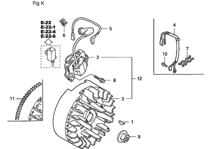 Fig-11 Diagram and Parts List for GC190A Type QHA Honda Engine