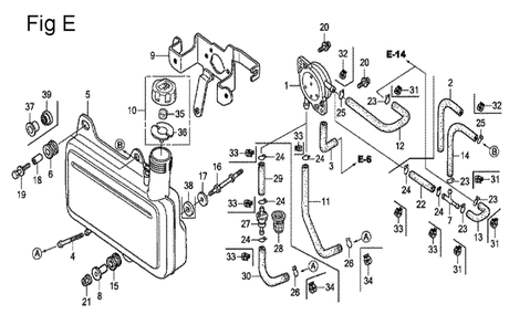 Fig-5 Diagram and Parts List for GC135 Type SHE2 Honda Engine