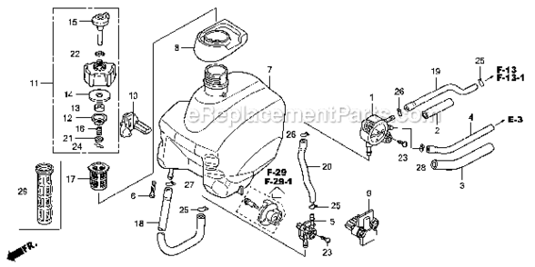 Fuel Tank Diagram and Parts List for EU1000IK1 AC Honda Generator