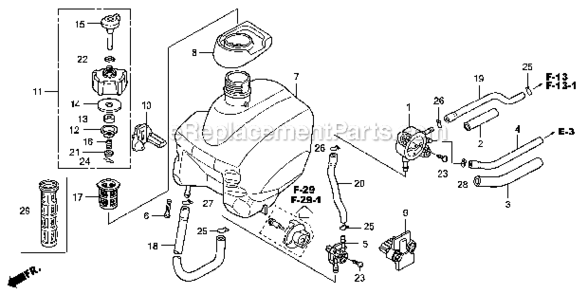 Part Location Diagram of 17670-ZC3-700 Honda Filter- Fuel