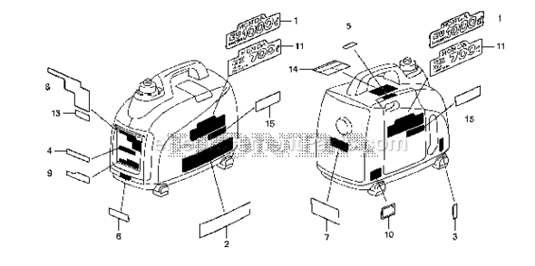 Labels Diagram and Parts List for EU1000I A2A Honda Generator