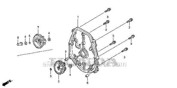 Crankcase Cover Diagram and Parts List for EU1000I A2B Honda Generator