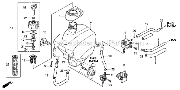 Fuel Tank Diagram and Parts List for EU1000I AN Honda Generator