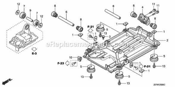 Lower Cover Diagram and Parts List for EU2000IK1 A1 Honda Generator