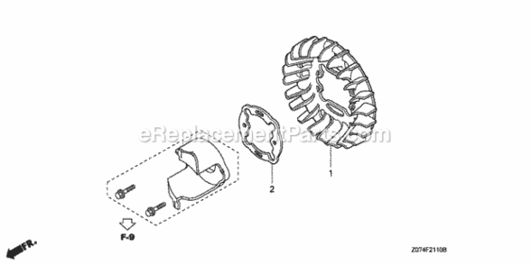 Cooling Fan Diagram and Parts List for EU2000IK1 AC1 Honda Generator