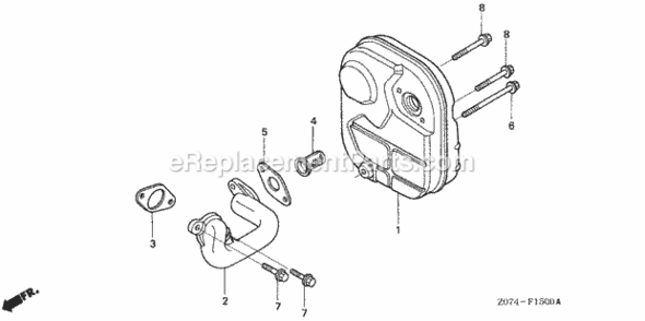 Part Location Diagram of 18310-Z07-C21 Honda Muffler