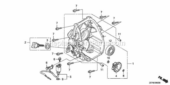 Crankcase Cover Diagram and Parts List for EU2000IK1 AN2 Honda Generator