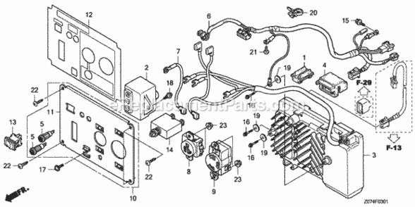 Control Panel (Eu2000I) (Ac1An1) Diagram and Parts List for EU2000I AN2 Honda Generator
