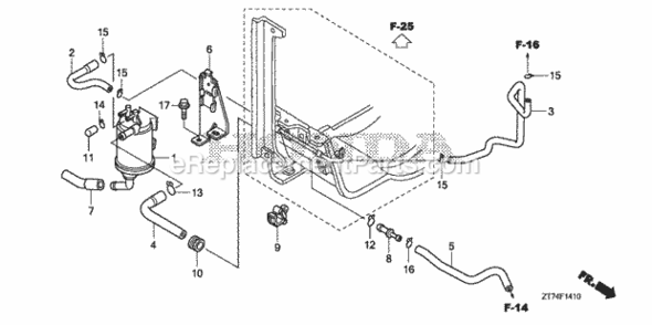 Canister Diagram and Parts List for EU3000IS1 A Honda Generator