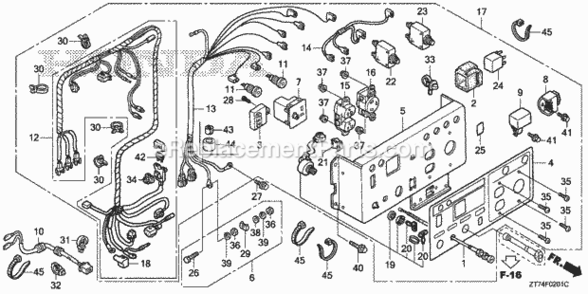 Control Panel 2 Diagram and Parts List for EU3000IS1 A Honda Generator