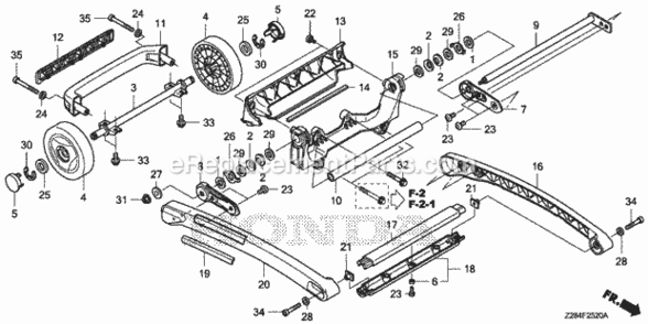 Handle  Wheel Diagram and Parts List for EU3000I AN8 Honda Generator