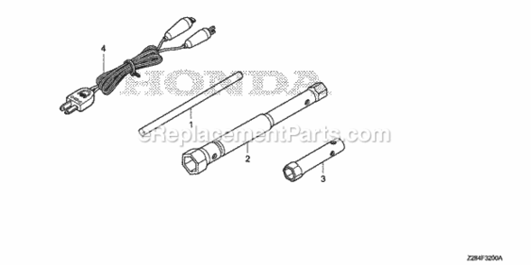 Tool Diagram and Parts List for EU3000I AN8 Honda Generator