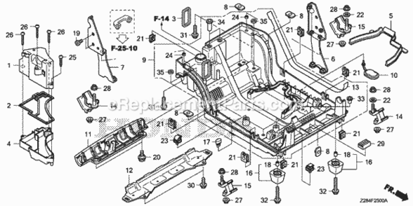 Under Cover Diagram and Parts List for EU3000I AN8 Honda Generator
