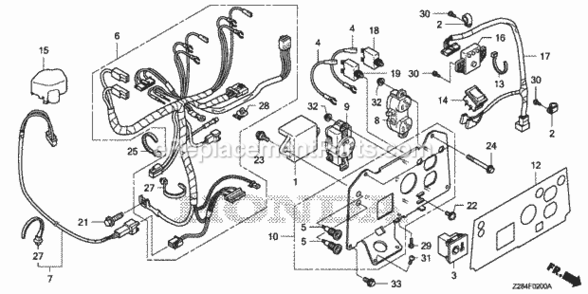 Control Panel 1 Diagram and Parts List for EU3000I AN8 Honda Generator