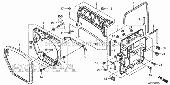 Part Location Diagram of 68346-ZC3-700 Honda Rubber, Stopper