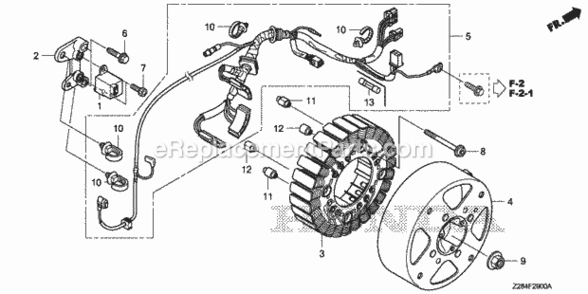 Part Location Diagram of 91553-Z28-000 Honda Collar, Stator