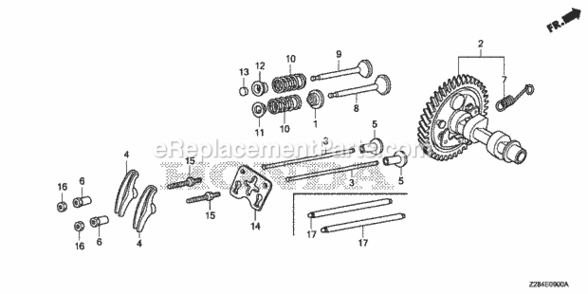 Part Location Diagram of 14751-ZF1-000 Honda Valve Spring