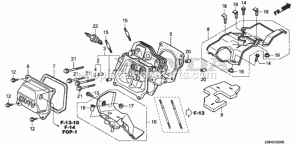 Part Location Diagram of 12391-ZE1-000 Honda Cylinder Head Cover Gasket