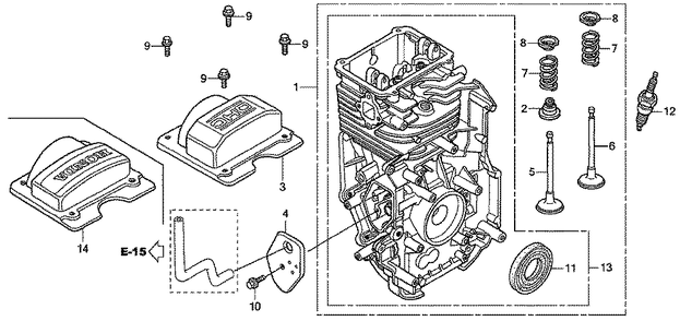 Fig-0 Diagram and Parts List for GC160LA Type VXA Honda Engine