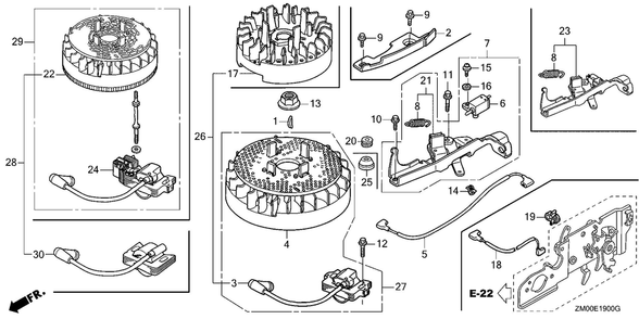 Flywheel (1) Diagram and Parts List for GCV160LA1 (Type A1A)(GJATA-1000001-1999999) Honda Engine