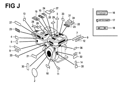 Fig-10 Diagram and Parts List for GX120K1 Type QA Honda Engine