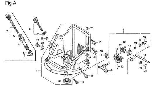 Fig-1 Diagram and Parts List for GSV190A Type N1AF Honda Engine