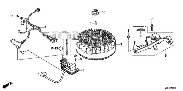 Flywheel-Ignition Coil (4) Diagram and Parts List for HRR216K10 (Type  VLAA)(MZCG-1140001 - 1660000) Honda Lawn Mower