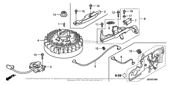 Flywheel Diagram and Parts List for GCV160LE (typeN7A1)(GJAAE-2075803) Honda Engine