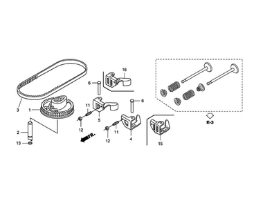 Camshaft Pulley Diagram and Parts List for GCV160-LAOS3B  Honda Engine