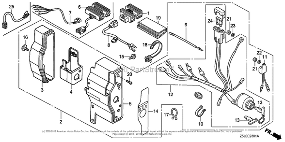 Control Box (2) Diagram and Parts List for GX340U2 (typeSMX2)(GCBKK-1000001) Honda Engine