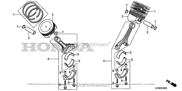Piston Diagram and Parts List for GX690RH (typeTDCC/A)(GCAPH-1000001) Honda Engine