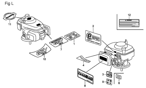 Fig-12 Diagram and Parts List for GSV190A Type A1AF Honda Engine
