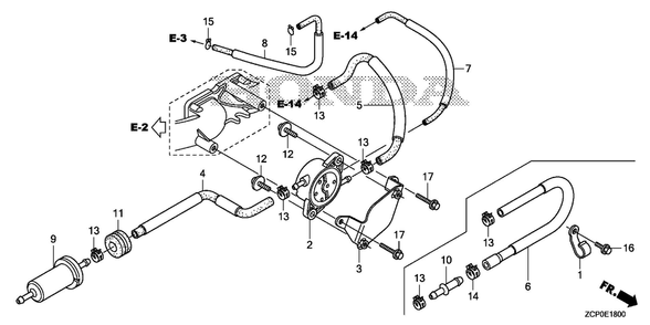 Fuel Pump Diagram and Parts List for GX630RHX (Type TDCC)(GCAMH-2000001-9999999) Honda Engine