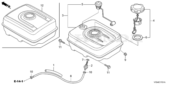 Fuel Tank (2) Diagram and Parts List for HSM1336IK2 (Type  ATDR/A)(SBCJ-5510001 - 9999999) Honda Snow Blower