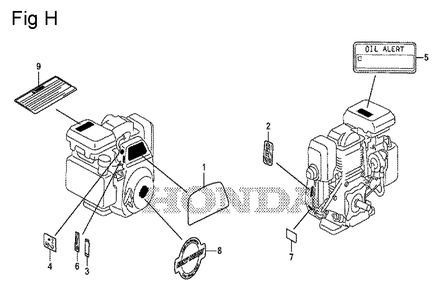 Fig-8 Diagram and Parts List for GS190A Type QBA Honda Engine