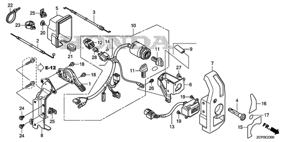 Control Box Diagram and Parts List for GX690RHX (Type TXA2)(GCAPH-2000001-9999999) Honda Engine