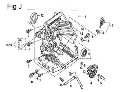 Fig-10 Diagram and Parts List for GS190A Type QBA2 Honda Engine