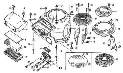 Fig-0 Diagram and Parts List for GCV530 Type QEA1A Honda Engine