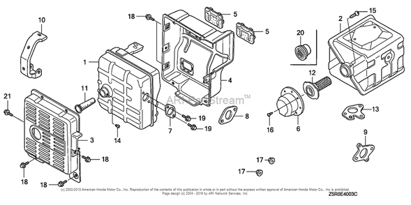 Other Parts (Muffler) (1) Diagram and Parts List for GX390U2 (typeSM34)(GCBHK-1000001) Honda Engine