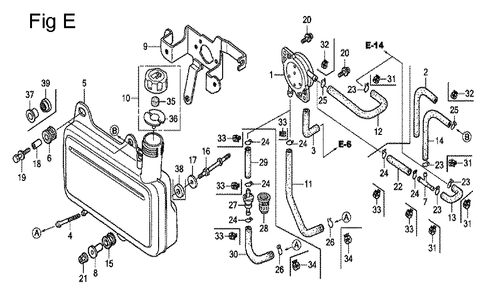 Fig-5 Diagram and Parts List for GC135 Type QHP7 Honda Engine