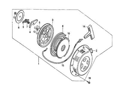 Part Location Diagram of 28400-ZB2-000ZF Honda Starter Assembly, Recoil *T77 *