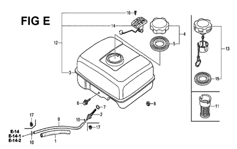 Fig-8 Diagram and Parts List for GX160H1 Type VSP Honda Engine
