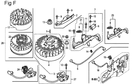 Fig-6 Diagram and Parts List for GCV160 Type A2R Honda Engine