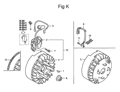 Fig-11 Diagram and Parts List for GC160 Type PXA Honda Engine