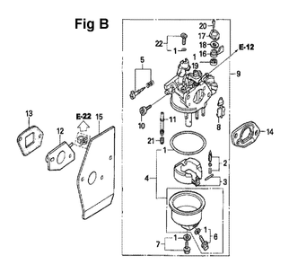Fig-7 Diagram and Parts List for GXV160UA1 Type A12 Honda Engine