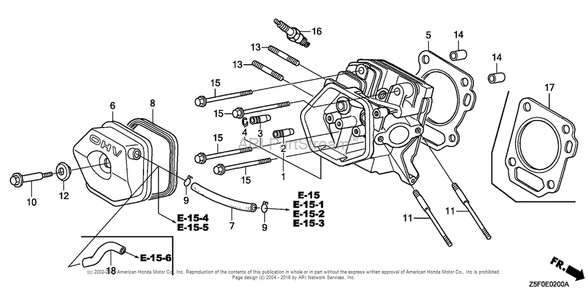 Cylinder Head Diagram and Parts List for GX240U2 (typeQA2)(GCBPK-1000001) Honda Engine