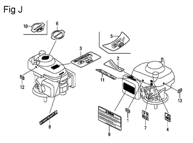 Fig-10 Diagram and Parts List for GCV190LA Type N1A Honda Engine