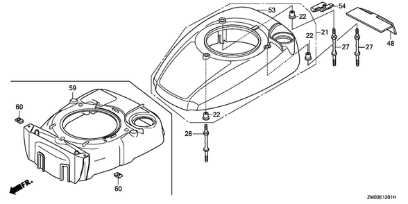 Part Location Diagram of 19611-Z0L-850ZF Honda Cover, Fan *R280* (Power Red)