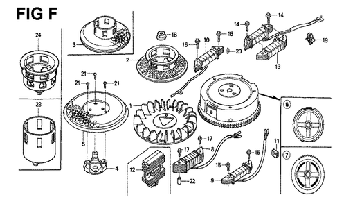 Fig-6 Diagram and Parts List for GXV340K1 Type DX Honda Engine