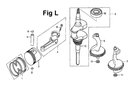 Fig-10 Diagram and Parts List for GXV340 Type DN Honda Engine